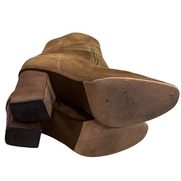 Saint Laurent Tan Light Brown Suede Ankle Bootie Heel Shoes 39 - Picture 8 of 9